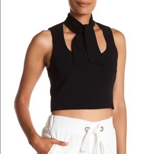 Cinq a sept esme tie neck black crop top sz xs